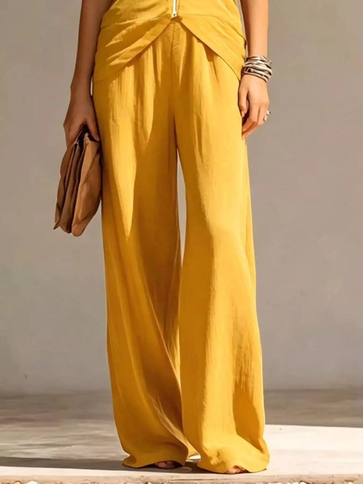 Full Size Zipper Front Tank and Wide-Leg Pants Set Plus Size 101001865169610 58 Women's Pants Set Gifts for Her Jerry's Apparel 