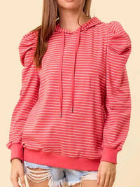 Striped Puff Sleeve Hoodie with Drawstring 100100531994903 47 Affordable Fashion Under $100 Jerry's Apparel 