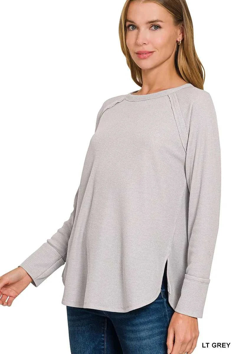 Zenana Baby Waffle Long Sleeve Top 100100667011424 21 Affordable Fashion Under $100 Jerry's Apparel 