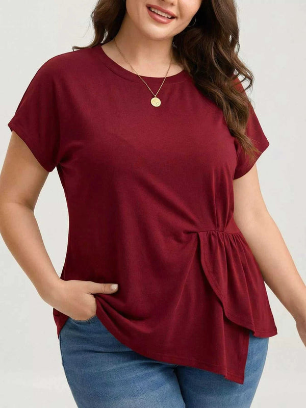 Plus Size Solid Color Ruffle Hem T-Shirt 100100238943443 33 Affordable Fashion Under $100 Jerry's Apparel 