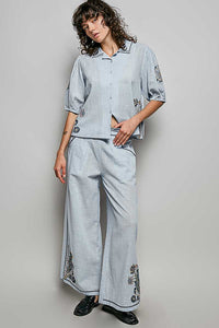 POL Button Down Embroidered Floral Short Sleeve Shirt 100100835201675 50 Affordable Fashion Under $100 Jerry's Apparel 