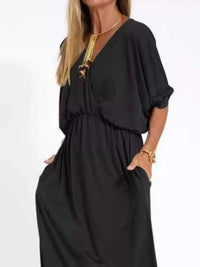 Full Size V-Neck Batwing Sleeve Maxi Dress with Side Slits Plus Size 100100963539918 27 Affordable Fashion Under $100 Jerry's Apparel 