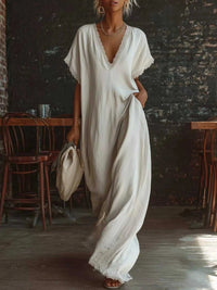 Full Size Lace Trim V-Neck Maxi Dress Plus Size 100100337256948 38 Gifts for Her Jerry's Apparel 