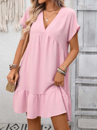 Casual V-Neck Ruffle Hem Mini Dress 100100053087860 30 Affordable Fashion Under $100 Jerry's Apparel 