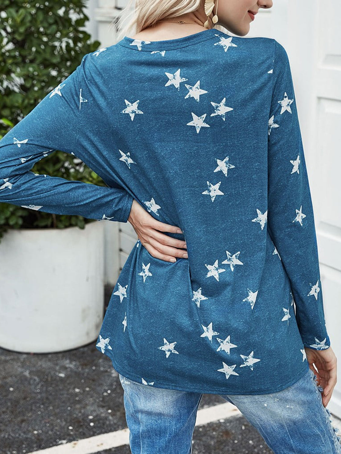 Cutout Round Neck Long Sleeve T-Shirt