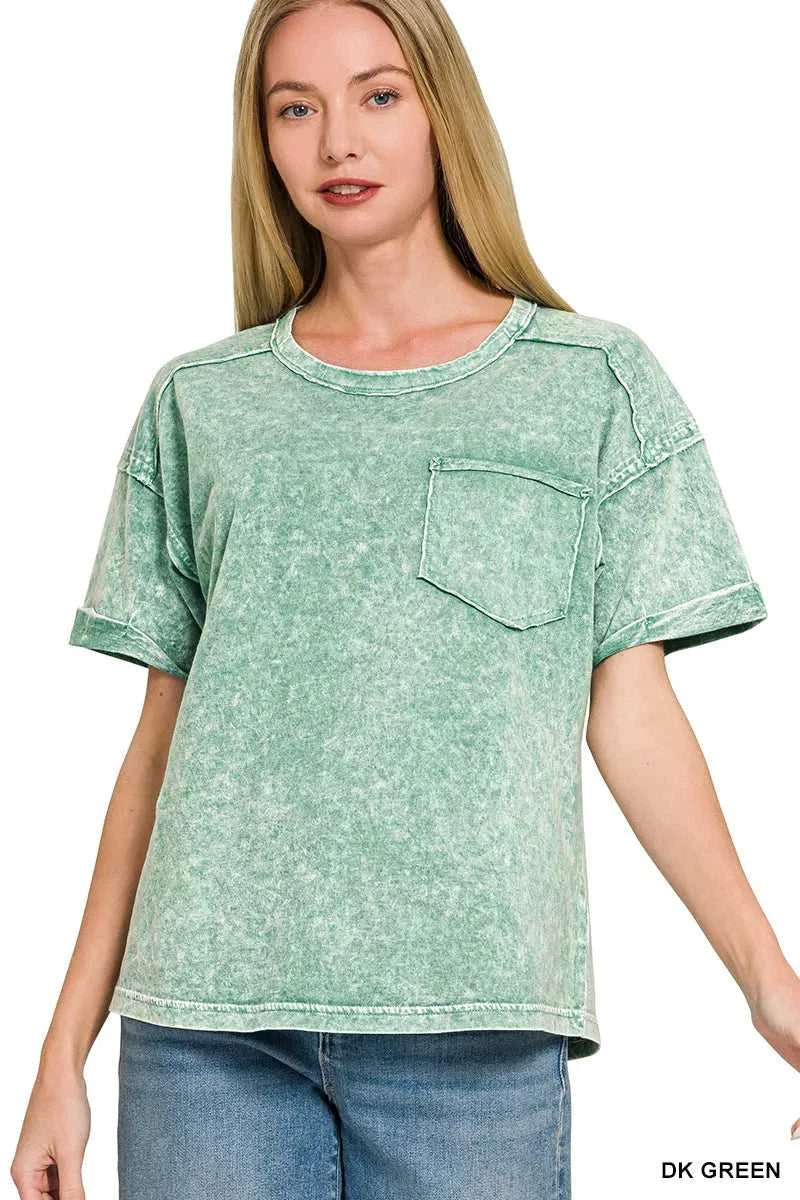 Zenana Halo Snow Washed Exposed Seam Top & Shorts Set 100100554881174 45 Affordable Fashion Under $100 Jerry's Apparel 