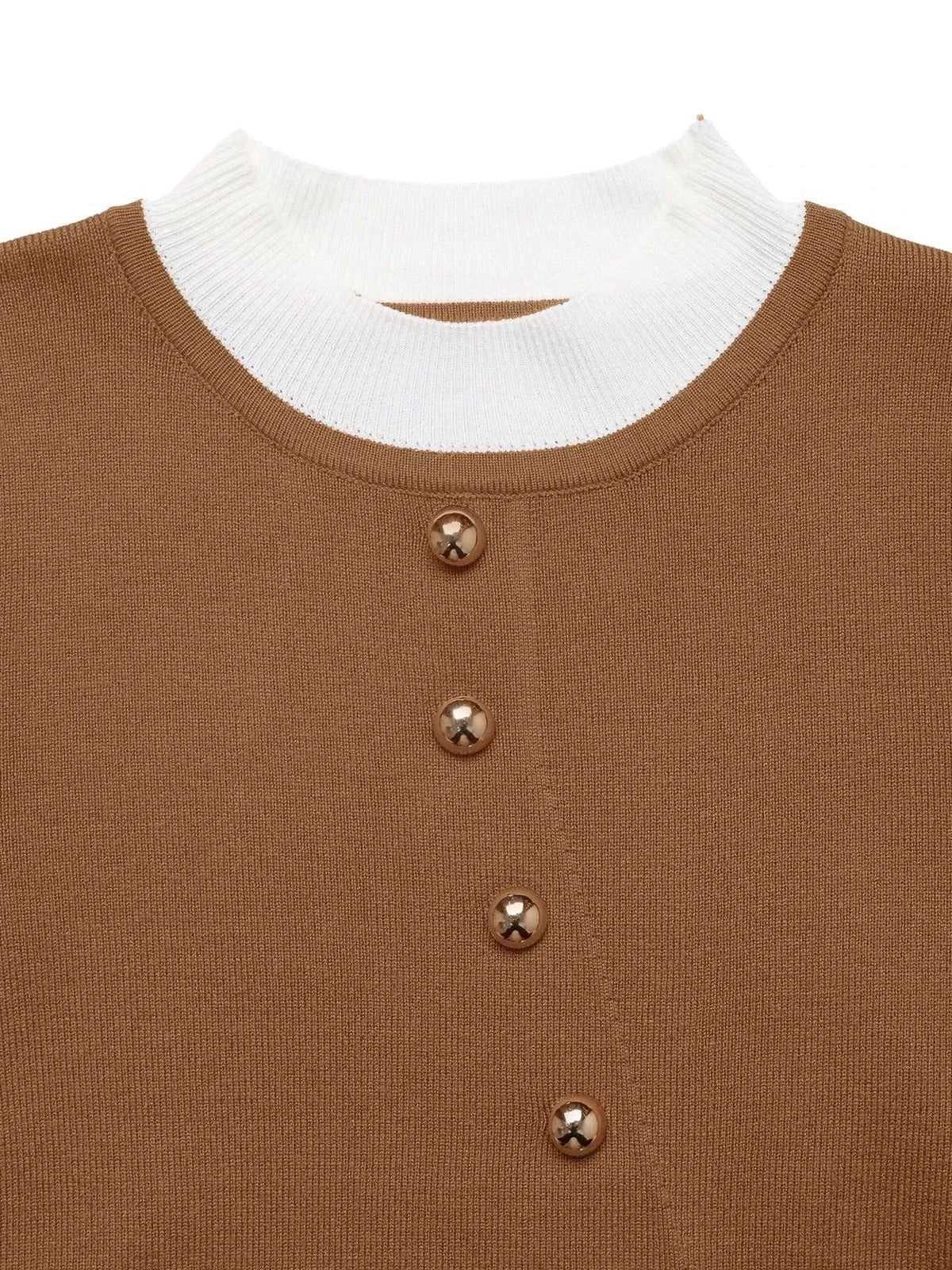 Decor Button Contrast Hem Knit Top 100100315297138 47 Affordable Fashion Under $100 Jerry's Apparel 
