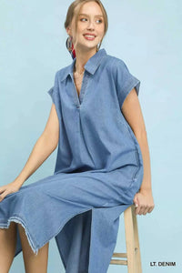Umgee Stone Washed Collared Denim Midi Dress 100100956431073 57 Affordable Fashion Under $100 Jerry's Apparel 