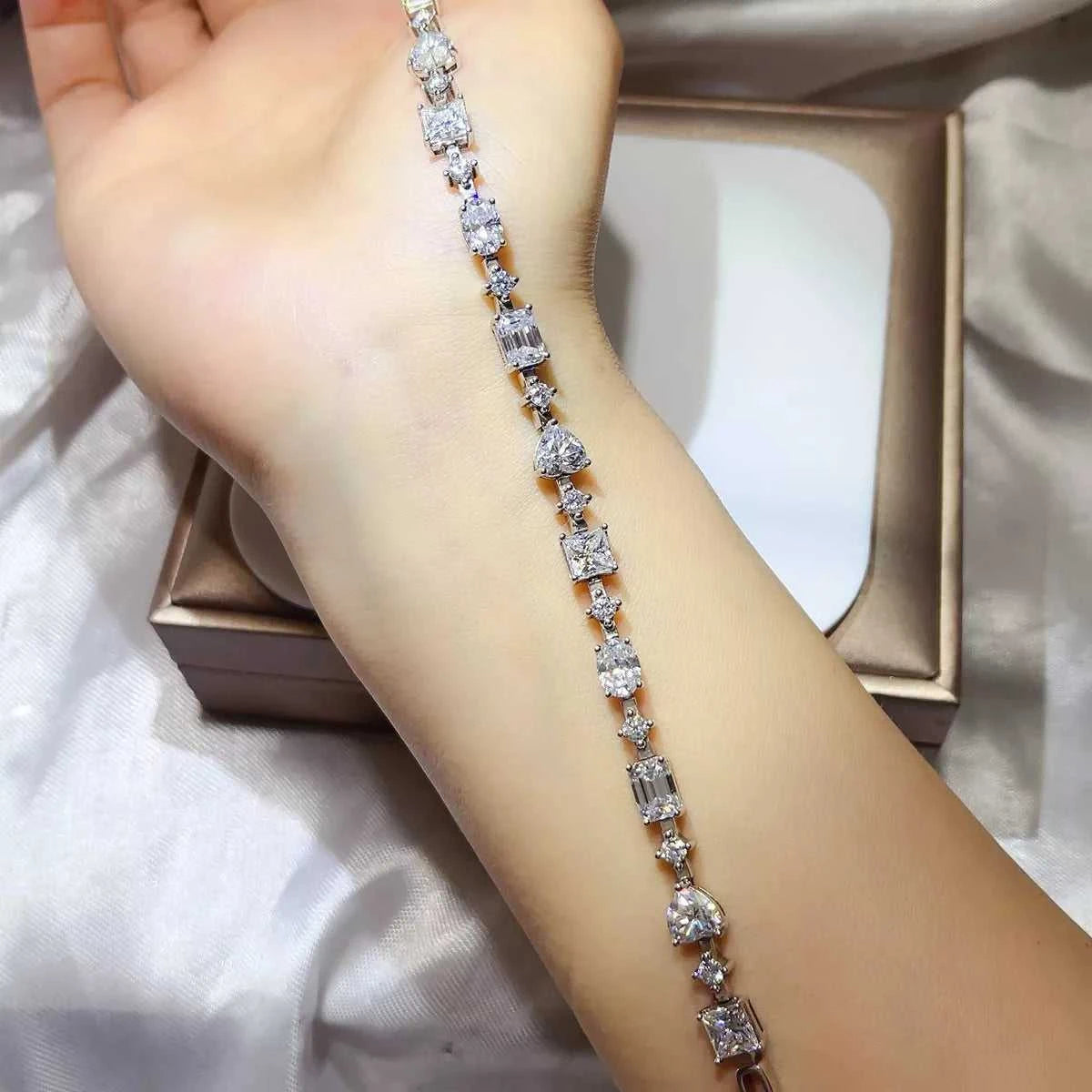 925 Sterling Silver Moissanite Bracelet 100500430941879 313 Jerry's Apparel 