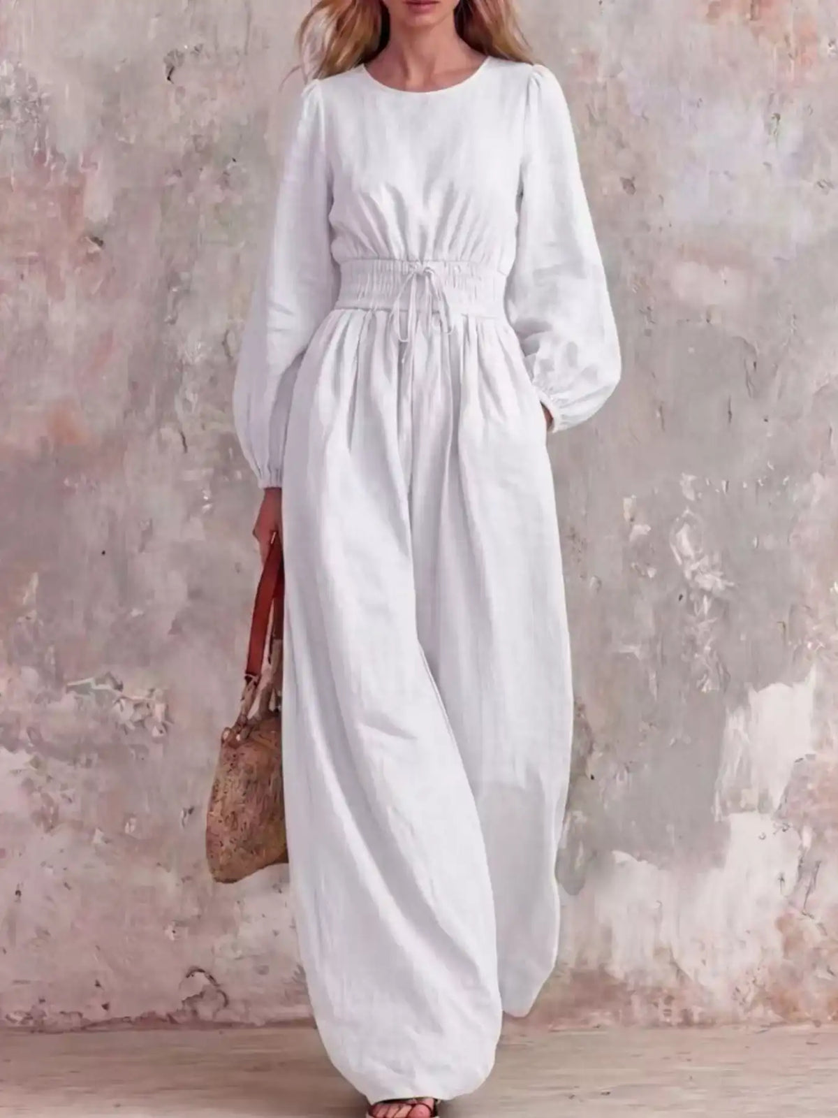Smocked Waist Long-Sleeve Jumpsuit 101001514200781 49 Affordable Fashion Under $100 Jerry's Apparel 