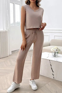 Devine Ribbed Round Neck Top and Pants Set 100100643541406 76 Affordable Fashion Under $100 Jerry's Apparel 