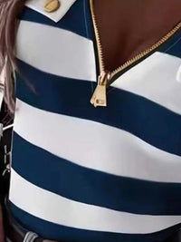 Striped Zipper Front Short Sleeve T-Shirt 101001087832708 28 Affordable Fashion Under $100 Jerry's Apparel 