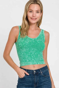 Zenana Washed Ribbed Seamless Cropped V-neck Tank Top 100100597651587 23 Affordable Fashion Under $100 Jerry's Apparel 