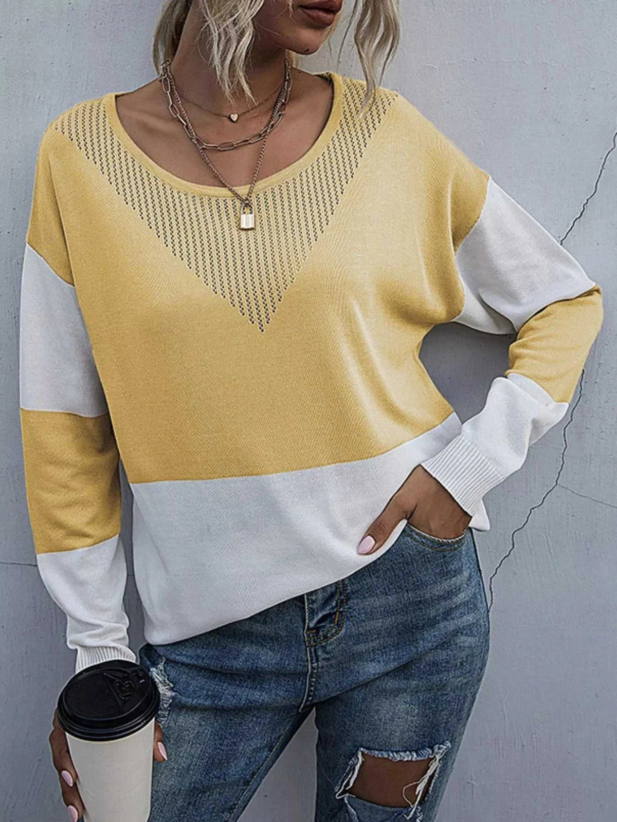 Color Block Round Neck Sweater 100100976966753 26 Affordable Fashion Under $100 Jerry's Apparel 