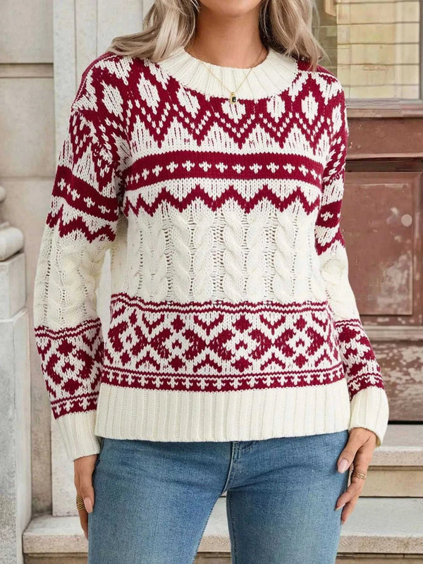 Christmas Cable Knit Long Sleeve Sweater 100100726703764 59 Affordable Fashion Under $100 Jerry's Apparel 
