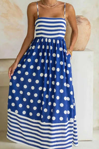 Striped Polka Dot Patchwork High Waist Spaghetti Straps Maxi Dress 100100896667563 47 Affordable Fashion Under $100 Jerry's Apparel 