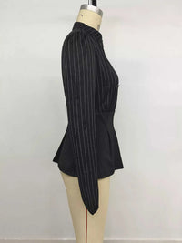 Striped Long Sleeve Peplum Blouse 100100499847455 37 Affordable Fashion Under $100 Jerry's Apparel 