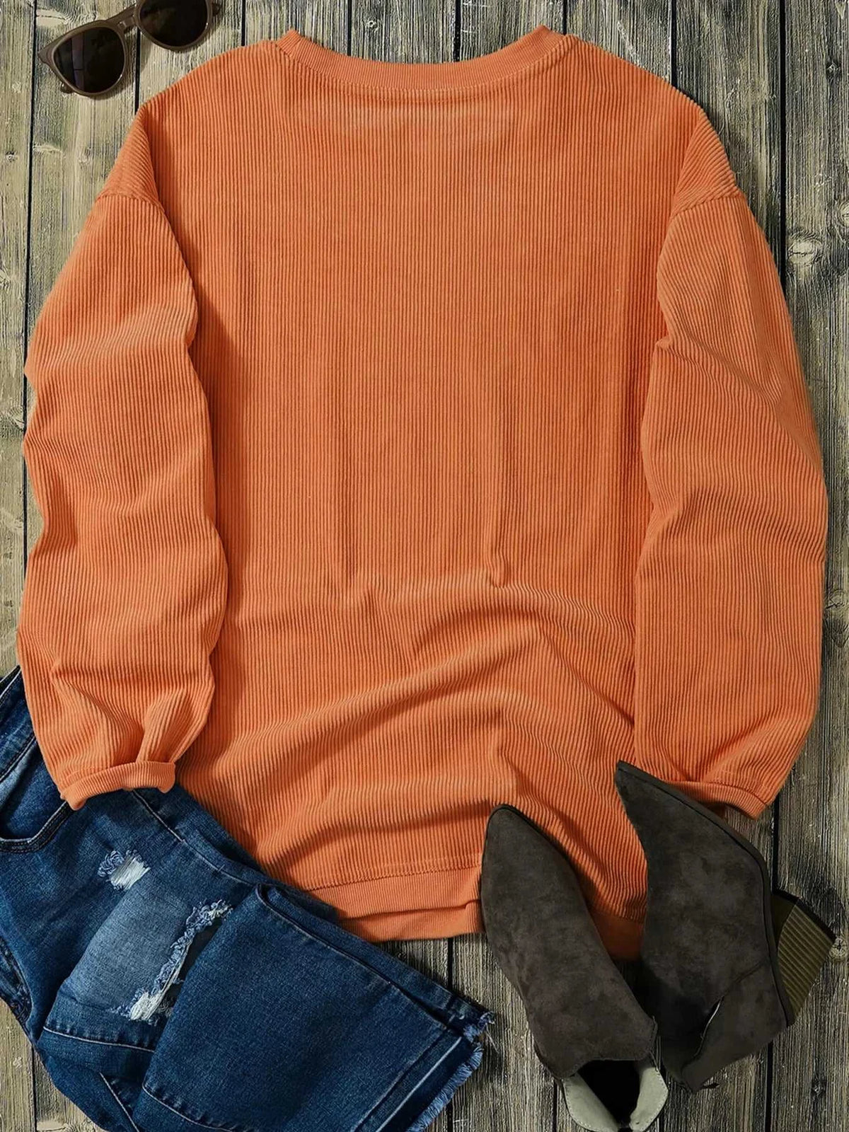 Halloween Leopard Pumpkin Patchwork Ribbed Sweatshirt 101001373546441 40 Affordable Fashion Under $100 Jerry's Apparel 