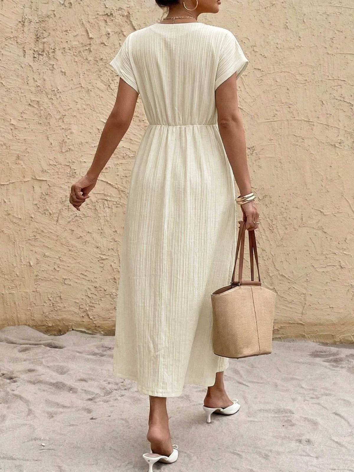 Surplice Short Sleeve Midi Dress 100100465813396 41 Affordable Fashion Under $100 Jerry's Apparel 