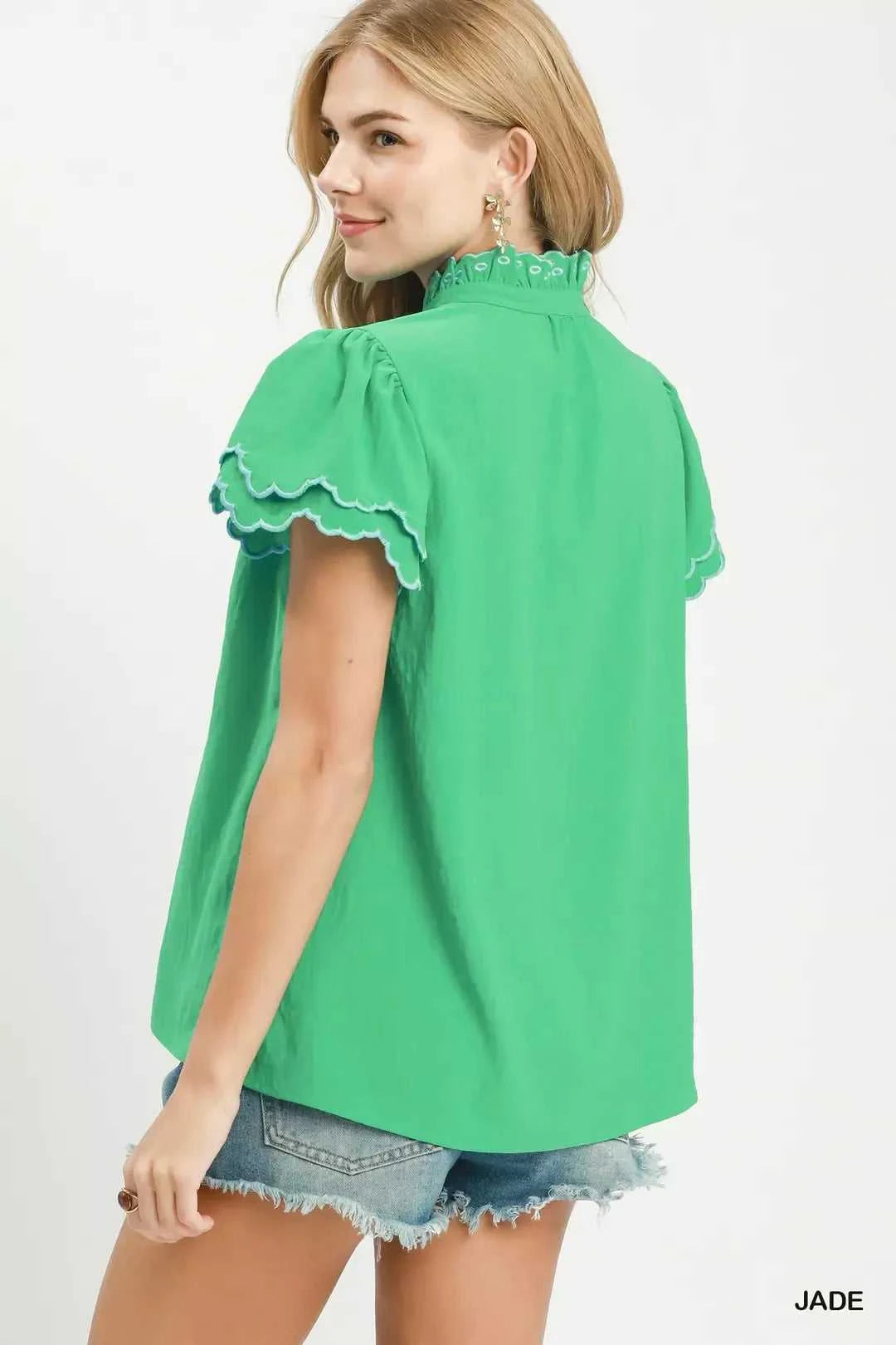 Umgee Scalloped Ruffle Sleeve Top 100100089911411 55 Affordable Fashion Under $100 Jerry's Apparel 