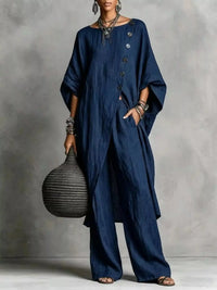 Full Size Asymmetric Button-Down Top and Wide-Leg Pants Set Plus Size 101001667815182 65 Affordable Fashion Under $100 Jerry's Apparel 