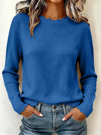 Full Size Scalloped Trim Crew Neck Sweater Plus Size 101002057228986 32 Affordable Fashion Under $100 Jerry's Apparel 