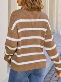 Striped Round Neck Dropped Shoulder Sweater 100100625774845 43 Affordable Fashion Under $100 Jerry's Apparel 