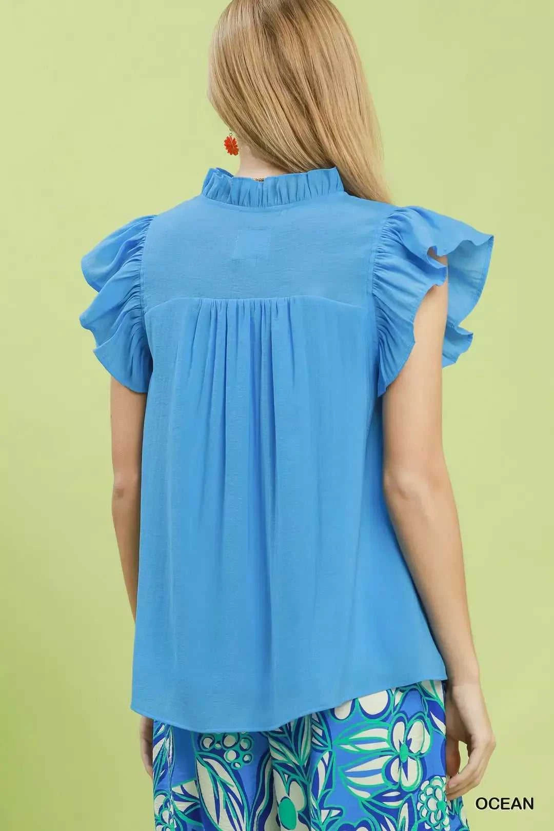 Umgee Smocked Yoke Ruffle Sleeve Blouse 100100062631615 51 Affordable Fashion Under $100 Jerry's Apparel 
