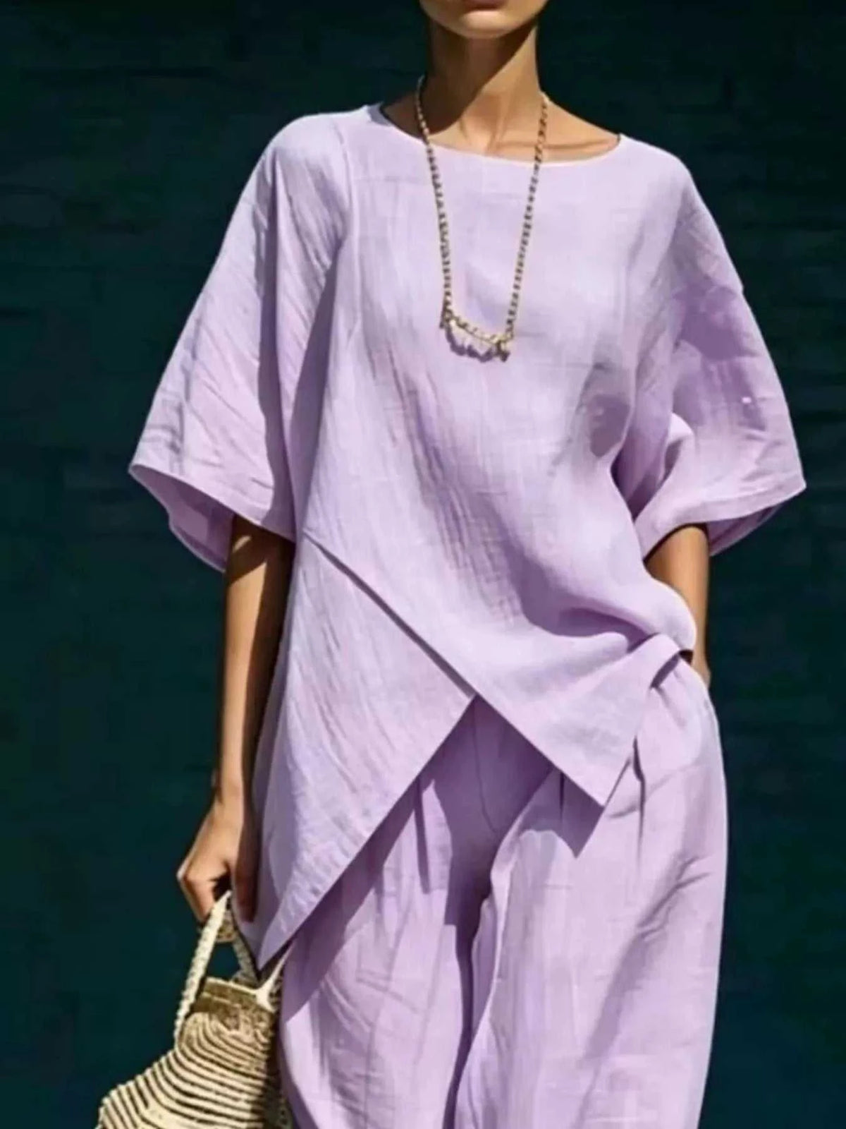 Full Size Asymmetric Top and Wide-Leg Pants Set Plus Size 101001701257915 41 Affordable Fashion Under $100 Jerry's Apparel 