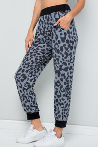 Celeste Full Size Leopard Contrast Sweatpants