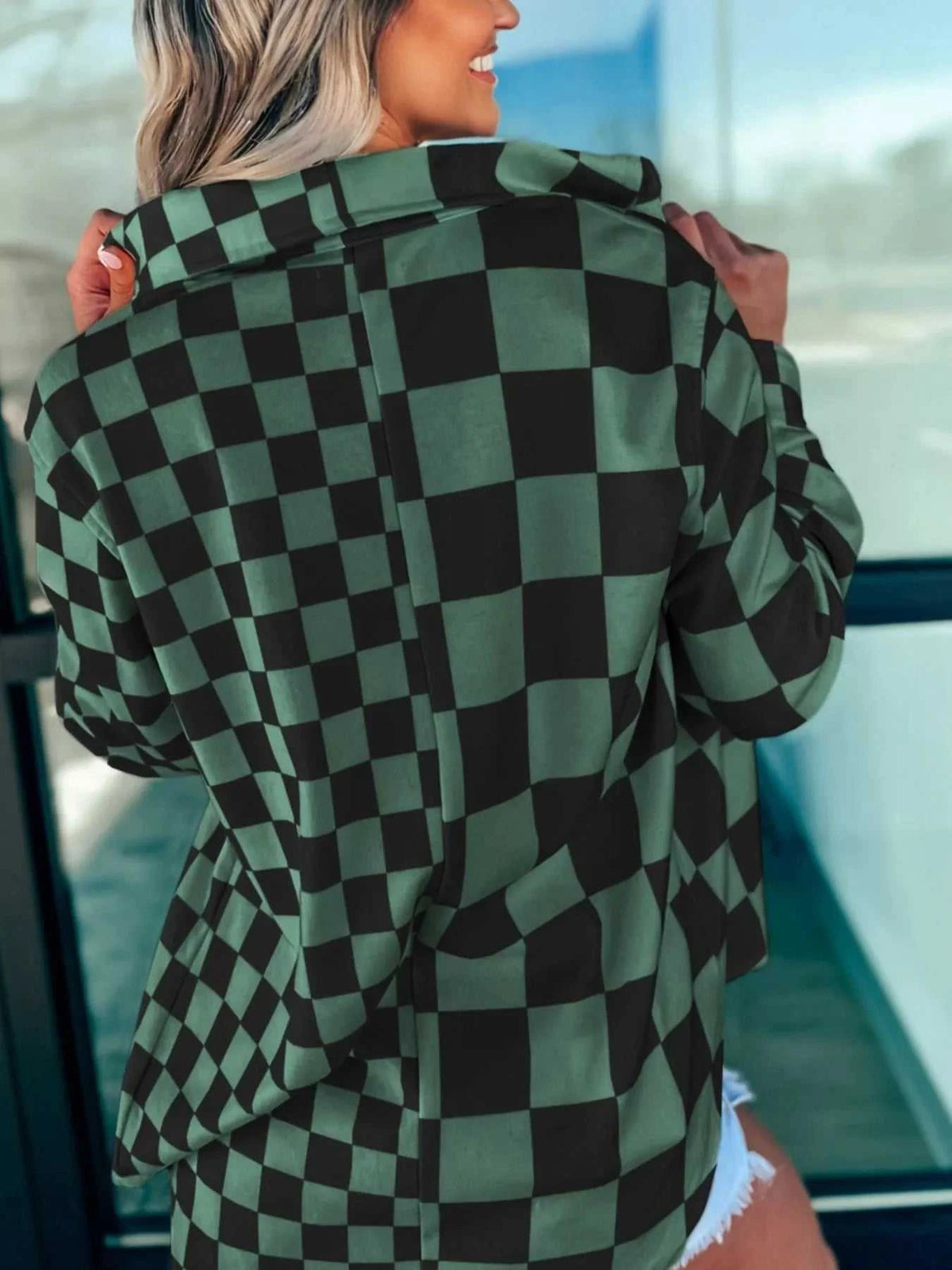Checkered Pattern Button Up Oversized Jacket 100100139895532 57 Affordable Fashion Under $100 Jerry's Apparel 