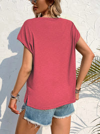 Side Slit Round Neck T-Shirt