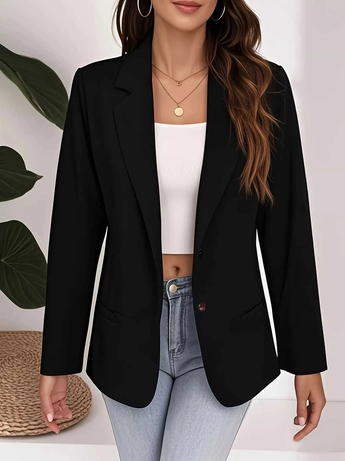 Plus Size Lapel Collar Single-Button Blazer 100100166280160 48 Affordable Fashion Under $100 Jerry's Apparel 