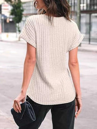 Casual Ribbed Knit Short Sleeve T-Shirt 100100691365915 25 Affordable Fashion Under $100 Jerry's Apparel 