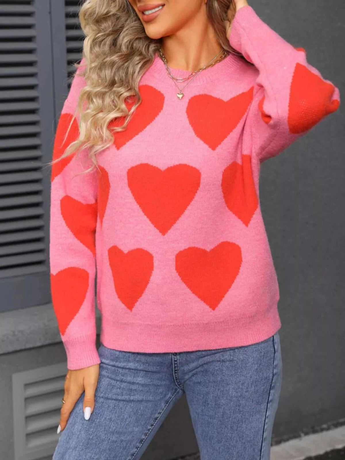 Valentine's Day Heart Round Neck Knitted Sweater 100100729598622 48 Affordable Fashion Under $100 Jerry's Apparel 