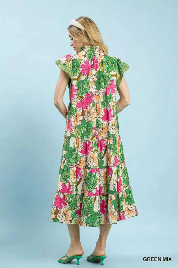 Umgee Mix Bold Floral Tiered Midi Dress 100100480481597 62 Affordable Fashion Under $100 Jerry's Apparel 