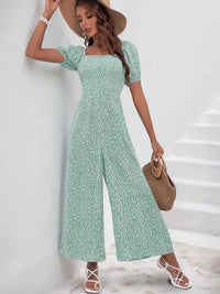 Printed Square Neck Puff Sleeve Jumpsuit 100100346581755 31 Affordable Fashion Under $100 Jerry's Apparel 