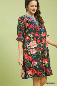 Umgee Floral Tiered Puff Sleeve Dress 100100910251622 60 Affordable Fashion Under $100 Jerry's Apparel 
