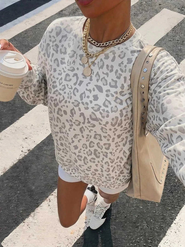 Leopard Print Crew Neck Sweatshirt 101001744730705 40 Affordable Fashion Under $100 Jerry's Apparel 