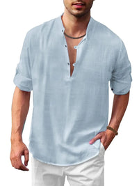 Men's Full Size Button Detail Roll-Tab Sleeve Top Plus Size
