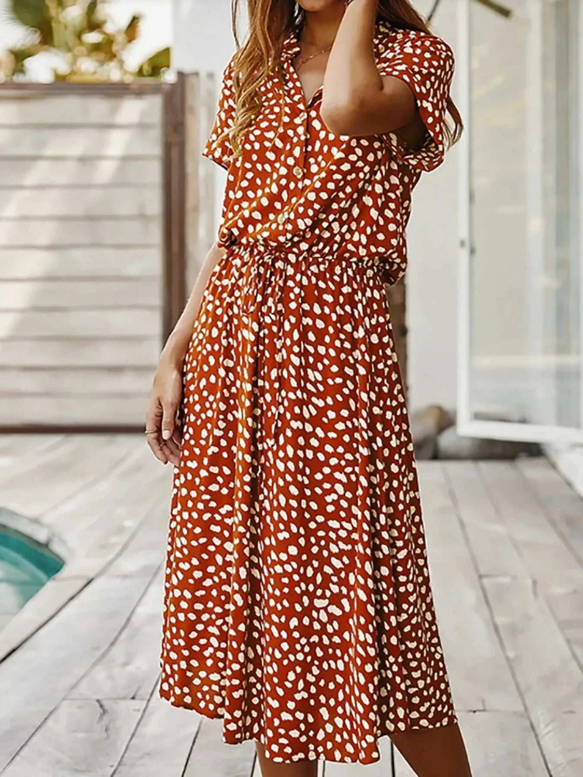 Polka Dot Button Front Midi Dress 100100206515969 29 Gifts for Her Jerry's Apparel 