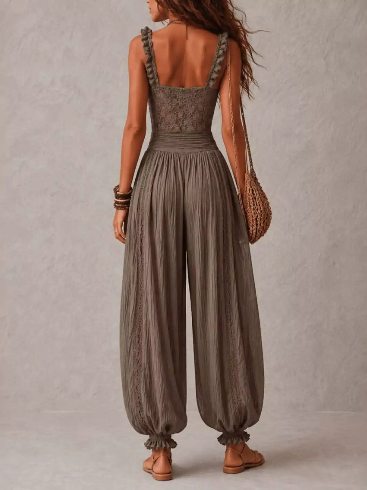 Boho Lace Corset Bodice Jumpsuit with Harem Pants 101001053483751 81 Affordable Fashion Under $100 Jerry's Apparel 