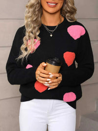 Valentine's Day Heart Pattern Long Sleeve Sweater 100100068468920 49 Affordable Fashion Under $100 Jerry's Apparel 