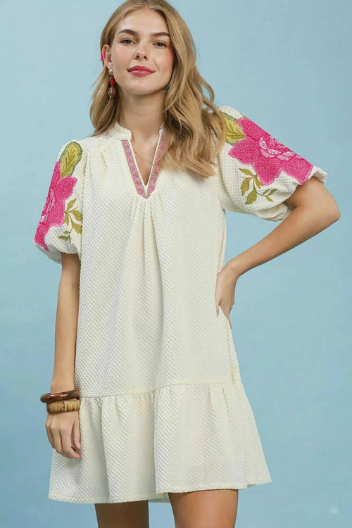 Umgee Floral Embroidered Textured Jacquard Dress 100100159191840 64 Affordable Fashion Under $100 Jerry's Apparel 