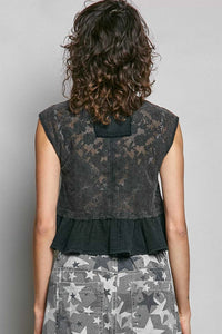 POL Round Neck Lace Sleeveless Top with Double Gauze Ruffle 100100503951935 64 Affordable Fashion Under $100 Jerry's Apparel 