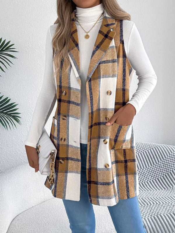 Plaid Double-Breasted Vest Coat 100100895699869 38 Affordable Fashion Under $100 Jerry's Apparel 