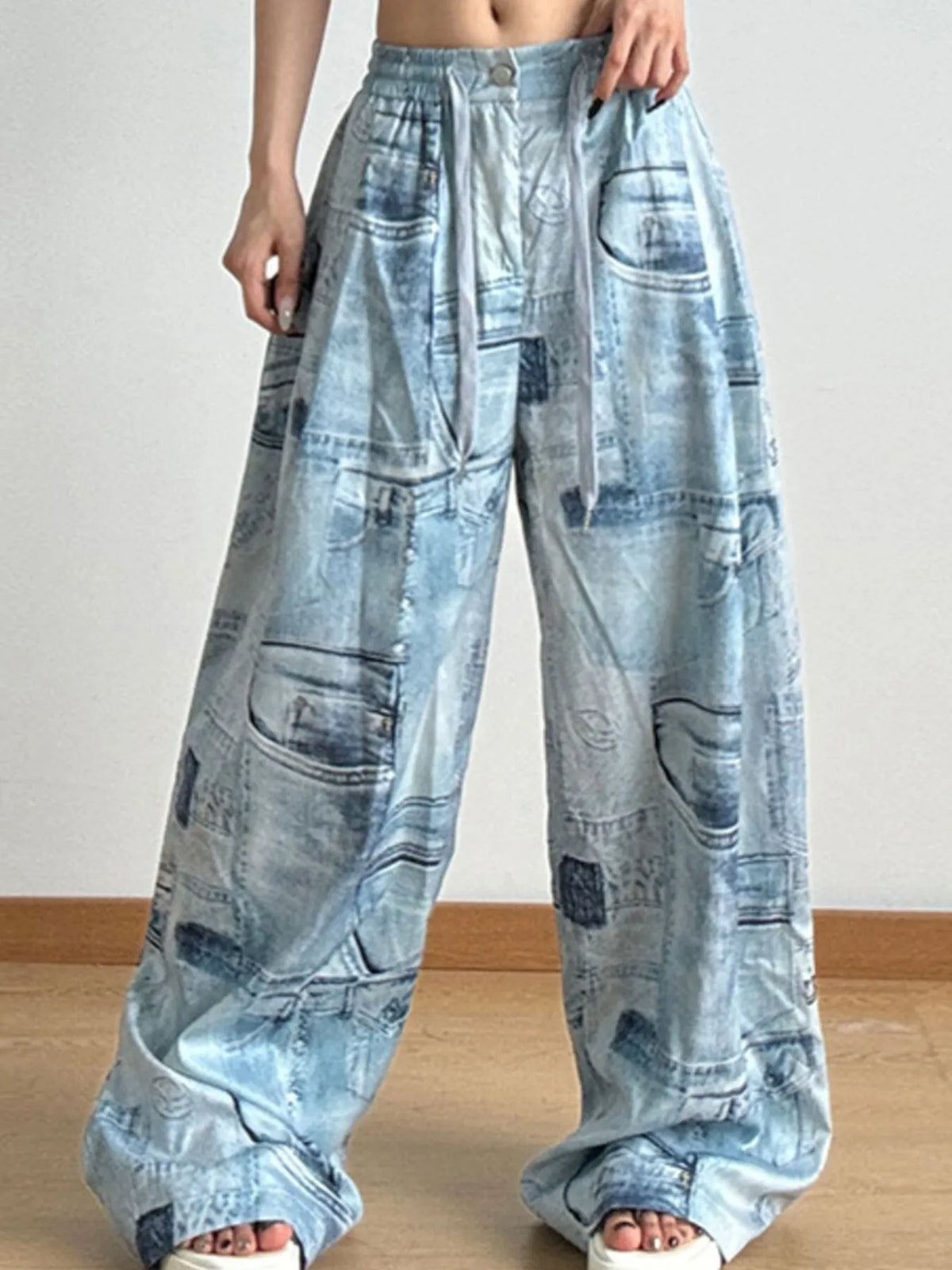 Printed Wide Leg Relaxed Fit Pants