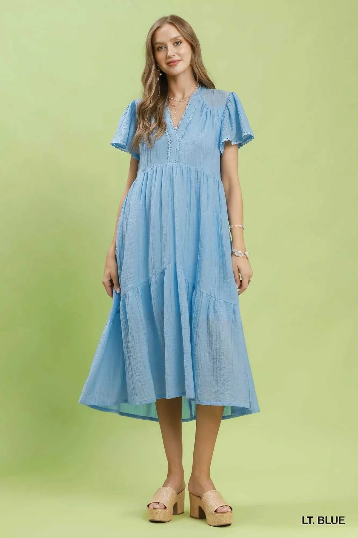 Umgee Textured Tiered Midi Dress with Side Pockets 100100863111191 62 Affordable Fashion Under $100 Jerry's Apparel 