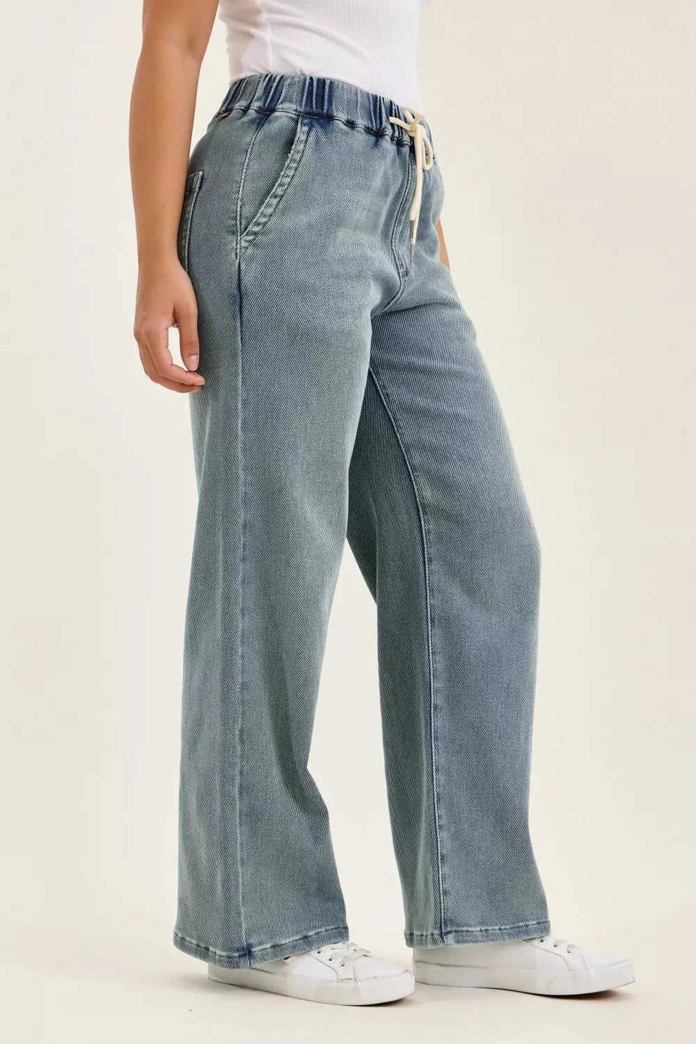 Judy Blue Hight Waist Wilhelmina Baggy Jeans with Md Aged Stone Blue Wash 100100535791651 75 Affordable Fashion Under $100 Jerry's Apparel 