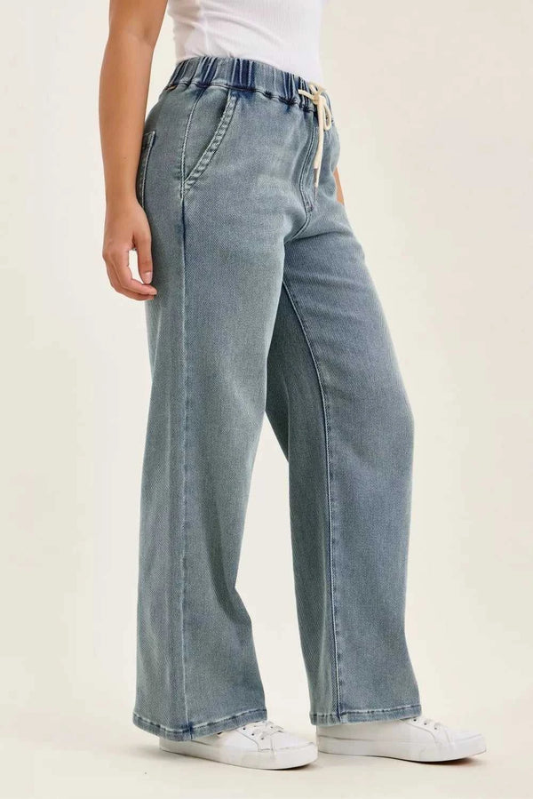 Judy Blue Hight Waist Wilhelmina Baggy Jeans with Md Aged Stone Blue Wash 100100535791651 75 Affordable Fashion Under $100 Jerry's Apparel 